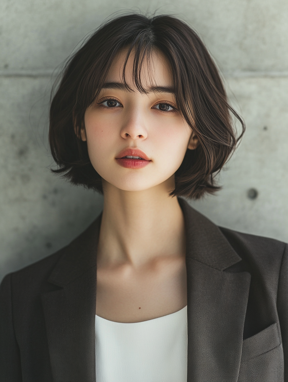 ハンサムボブ×テーラードジャケット