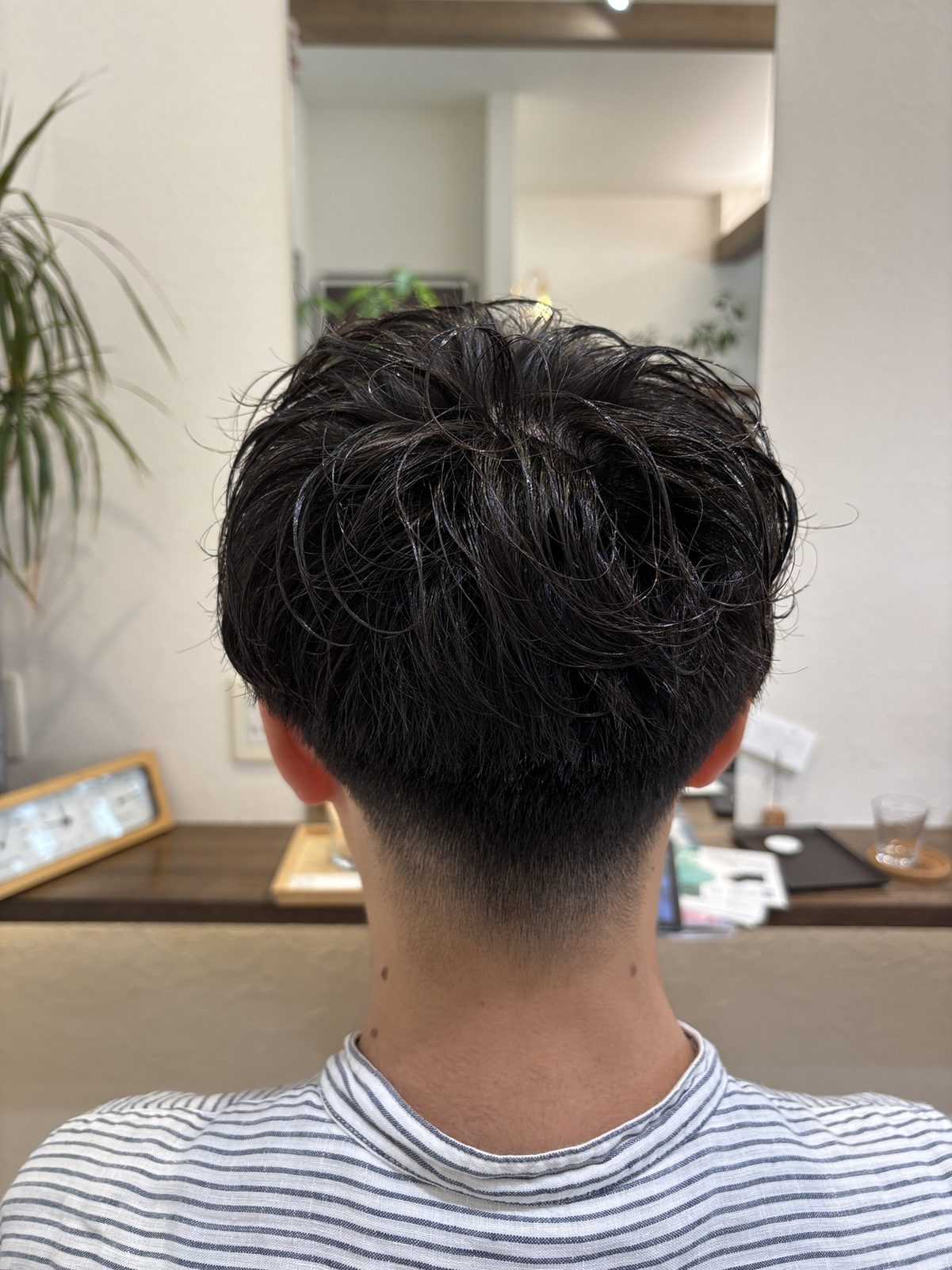 ナチュラルパーマ×ツーブロ×フェード 正面