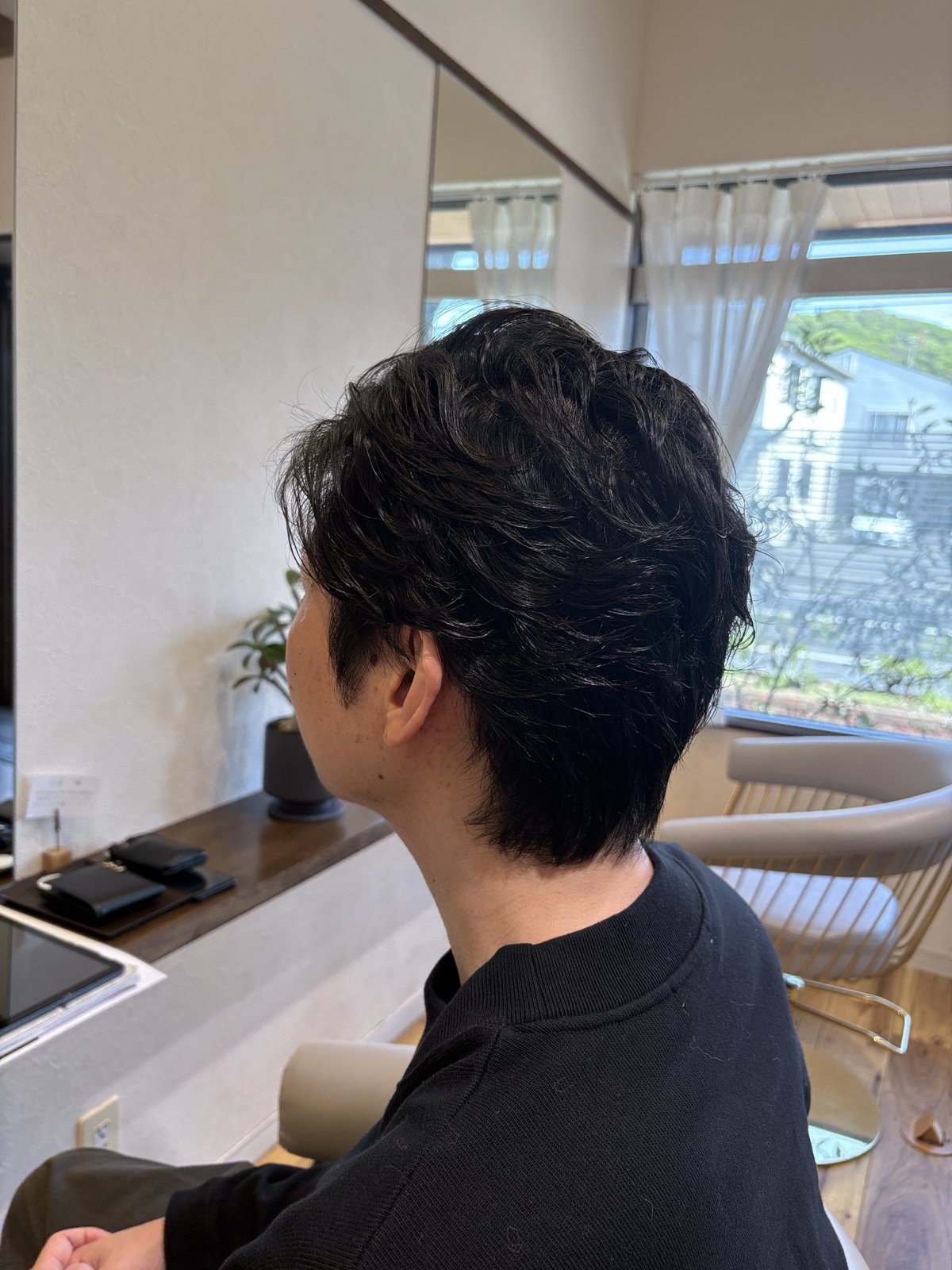 メンズ ニュアンスパーマ 斜め後ろ ディテール 岡山 Umito