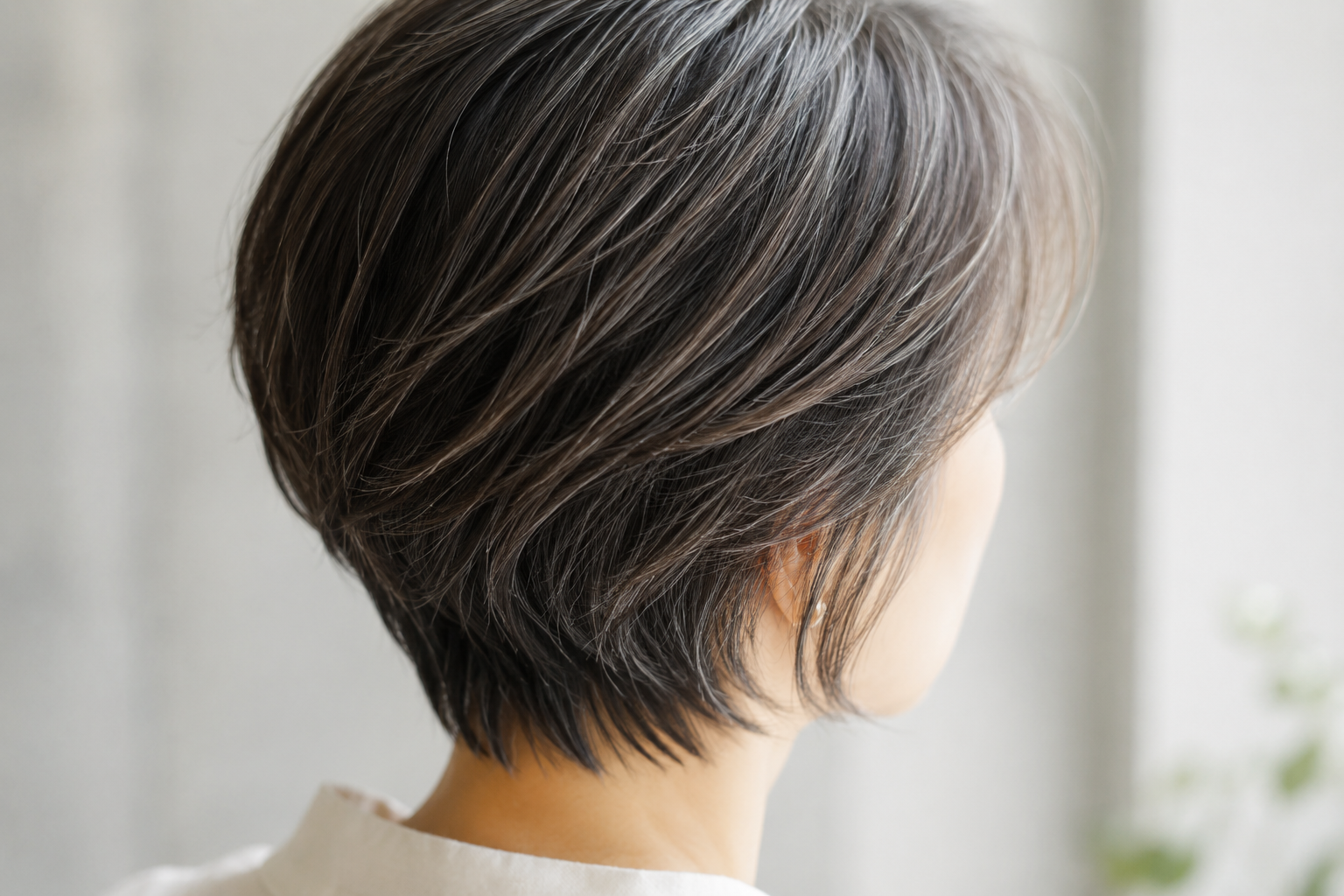 細いハイライトで光を散らした明るい大人ヘア