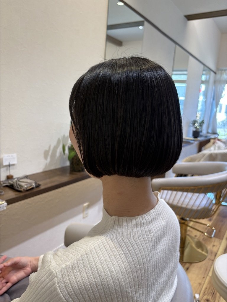 斜め後ろから見たまとまりのあるボブライン