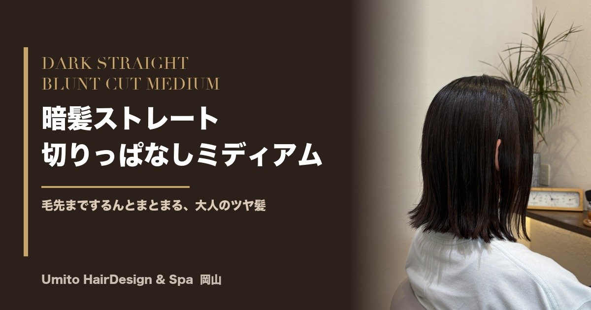 毛先までするんとまとまる。暗髪ストレート×切りっぱなしミディアム