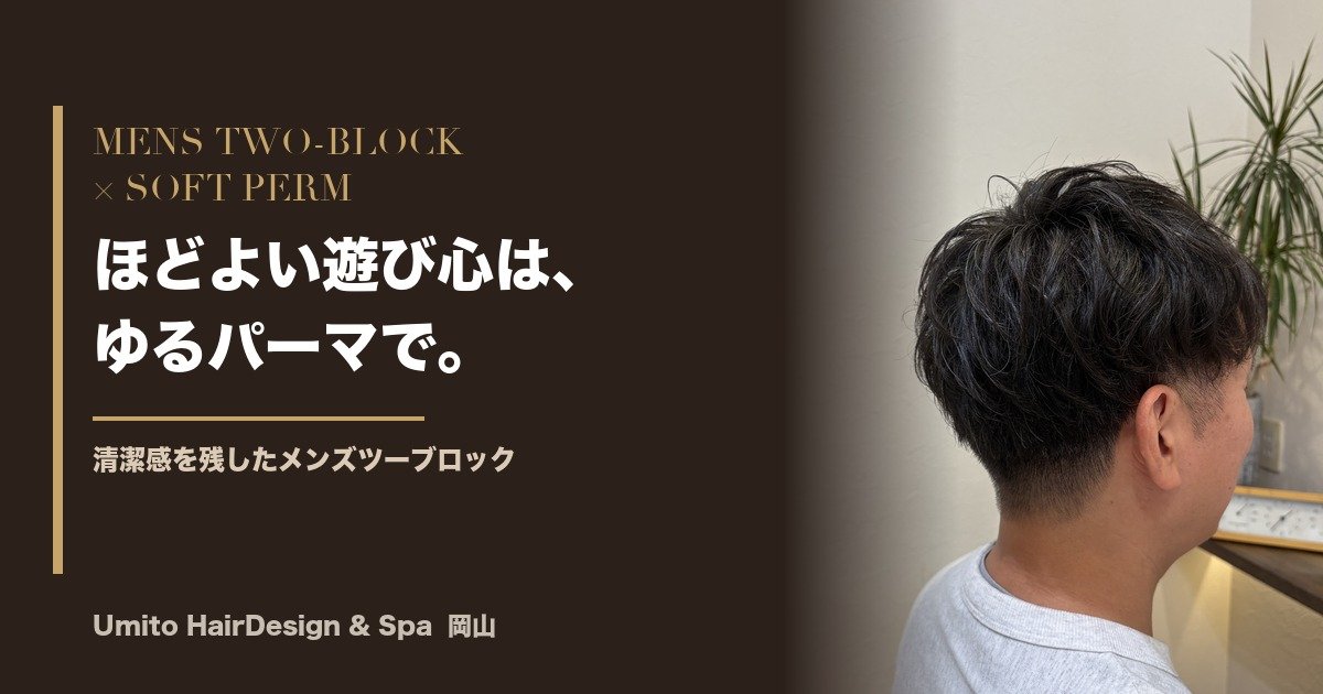 ほどよい遊び心は、ゆるパーマで。清潔感を残したメンズツーブロック